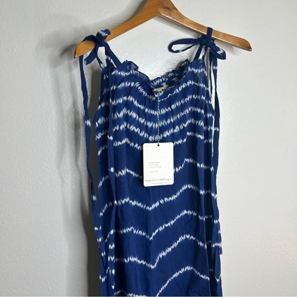ex voto Ex - Voto 100% Cotton Iris Loose Fit Tie Strap Sundress in Blue Tie Dye M/L - Cotton