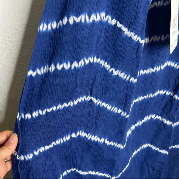 Ex - Voto 100% Cotton Iris Loose Fit Tie Strap Sundress in Blue Tie Dye M/L