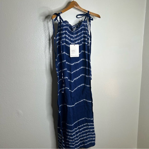 ex voto Ex - Voto 100% Cotton Iris Loose Fit Tie Strap Sundress in Blue Tie Dye M/L - Cotton