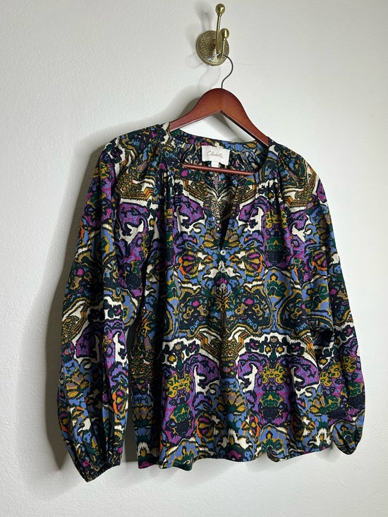 Cleobella Cleobella 100% Organic Cotton Multicolor Puff Sleeve Poplin Blouse - Cotton