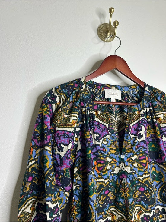Cleobella Cleobella 100% Organic Cotton Multicolor Puff Sleeve Poplin Blouse - Cotton