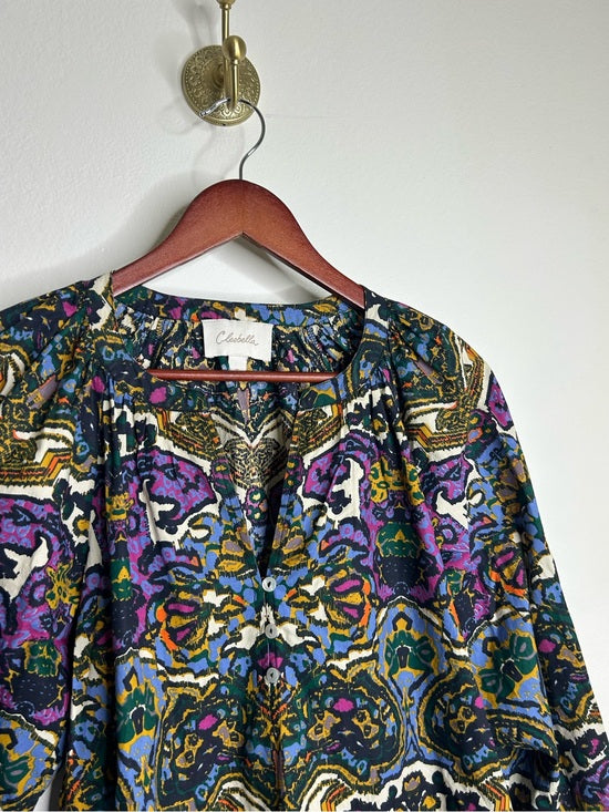 Cleobella Cleobella 100% Organic Cotton Multicolor Puff Sleeve Poplin Blouse - Cotton