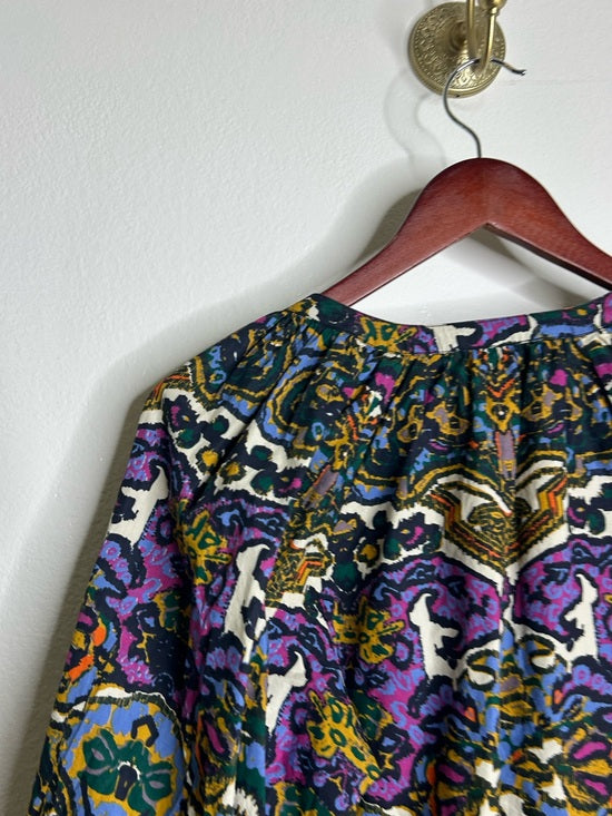 Cleobella 100% Organic Cotton Multicolor Puff Sleeve Poplin Blouse