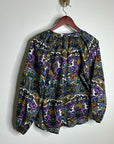 Cleobella 100% Organic Cotton Multicolor Puff Sleeve Poplin Blouse