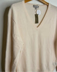 J. Crew 100% Cashmere V - Neck Heathered Blush Oversized Sweater