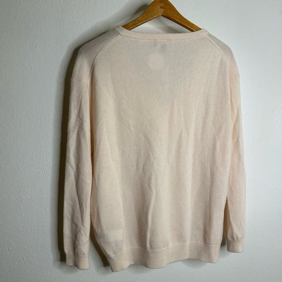 J. Crew 100% Cashmere V - Neck Heathered Blush Oversized Sweater