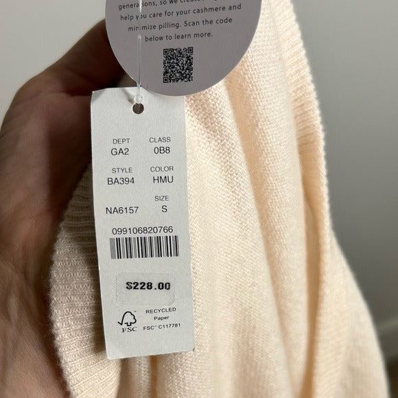 J. Crew 100% Cashmere V - Neck Heathered Blush Oversized Sweater