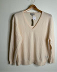 J. Crew 100% Cashmere V - Neck Heathered Blush Oversized Sweater