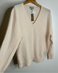 J. Crew 100% Cashmere V - Neck Heathered Blush Oversized Sweater