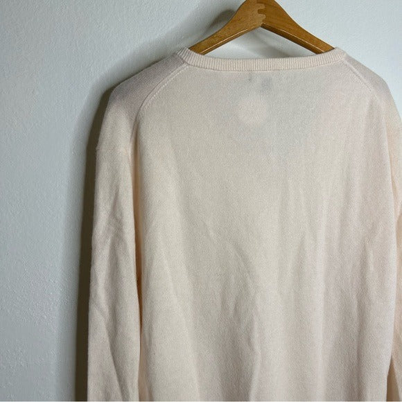 J. Crew 100% Cashmere V - Neck Heathered Blush Oversized Sweater