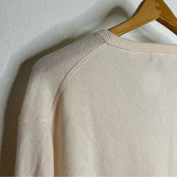J. Crew 100% Cashmere V - Neck Heathered Blush Oversized Sweater