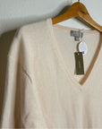 J. Crew 100% Cashmere V - Neck Heathered Blush Oversized Sweater