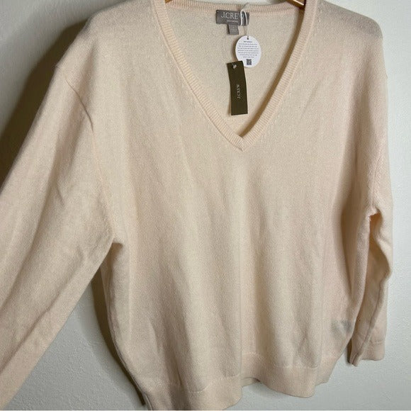 J. Crew 100% Cashmere V - Neck Heathered Blush Oversized Sweater