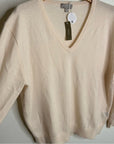 J. Crew 100% Cashmere V - Neck Heathered Blush Oversized Sweater