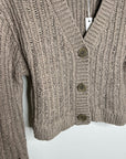 One Grey Day 100% Cotton Taupe Tan Thick Knit Button Down Cardigan Sweater
