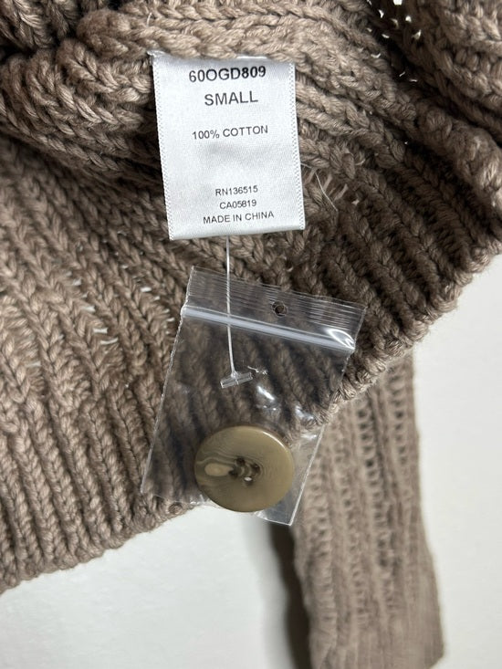 One Grey Day 100% Cotton Taupe Tan Thick Knit Button Down Cardigan Sweater