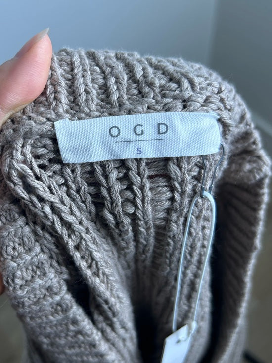 One Grey Day 100% Cotton Taupe Tan Thick Knit Button Down Cardigan Sweater