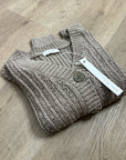 One Grey Day 100% Cotton Taupe Tan Thick Knit Button Down Cardigan Sweater