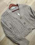 One Grey Day 100% Cotton Taupe Tan Thick Knit Button Down Cardigan Sweater