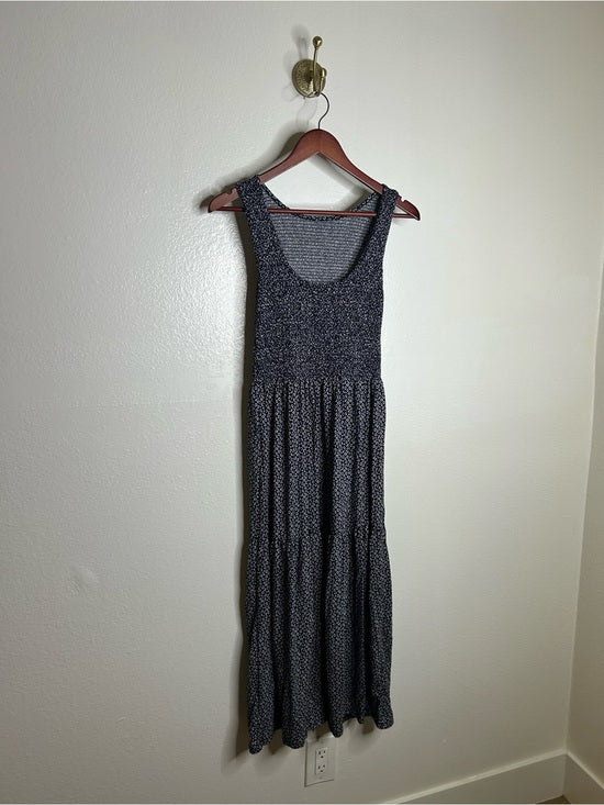 Nation LA 100% Pima Cotton Clementine Smocked Midi Dress Navy