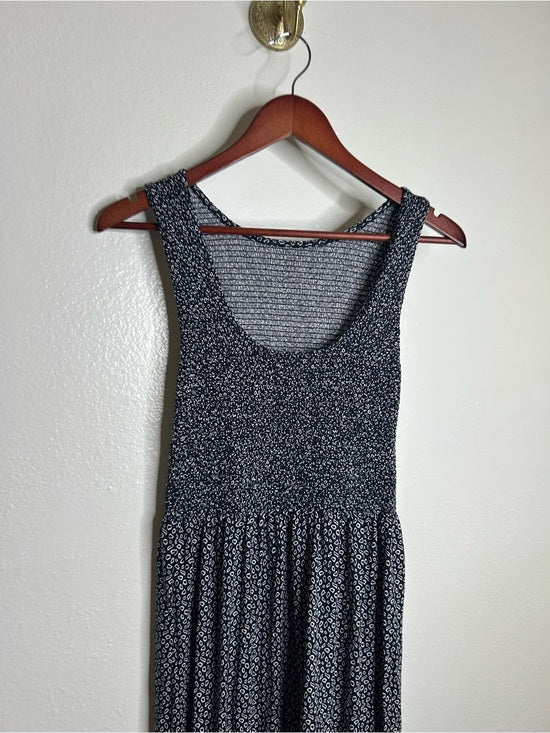 Nation LA 100% Pima Cotton Clementine Smocked Midi Dress Navy