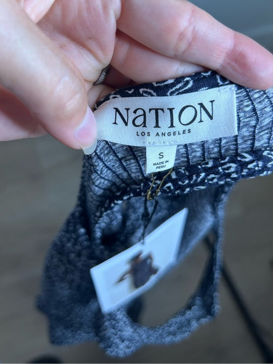 Nation LA 100% Pima Cotton Clementine Smocked Midi Dress Navy