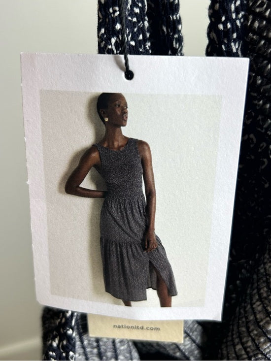 Nation LA 100% Pima Cotton Clementine Smocked Midi Dress Navy