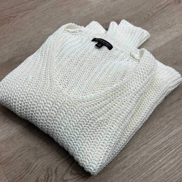 Banana Republic Banana Republic 100% Italian Linen Thick Knit Cream V - Neck Pullover Sweater - Linen