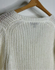 Banana Republic 100% Italian Linen Thick Knit Cream V - Neck Pullover Sweater
