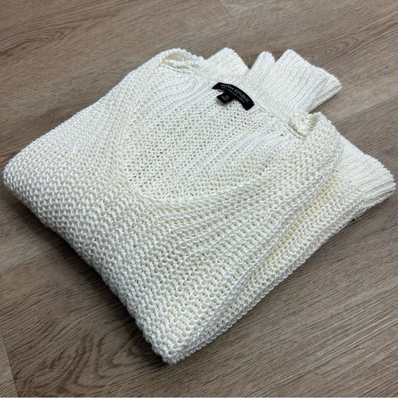 Banana Republic Banana Republic 100% Italian Linen Thick Knit Cream V - Neck Pullover Sweater - Linen