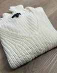 Banana Republic 100% Italian Linen Thick Knit Cream V - Neck Pullover Sweater