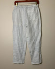 Theory 100% Linen Striped Straight Leg Cropped Pant