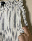 Theory 100% Linen Striped Straight Leg Cropped Pant