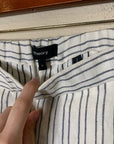 Theory 100% Linen Striped Straight Leg Cropped Pant