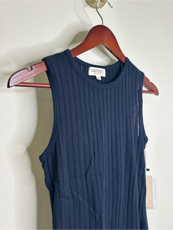 Nation LTD Nation LA 100% Organic Cotton Knit Ribbed Tank Top Ribbed In Night Sky - Cotton