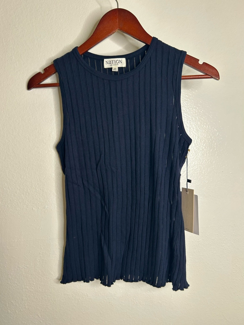 Nation LTD Nation LA 100% Organic Cotton Knit Ribbed Tank Top Ribbed In Night Sky - Cotton