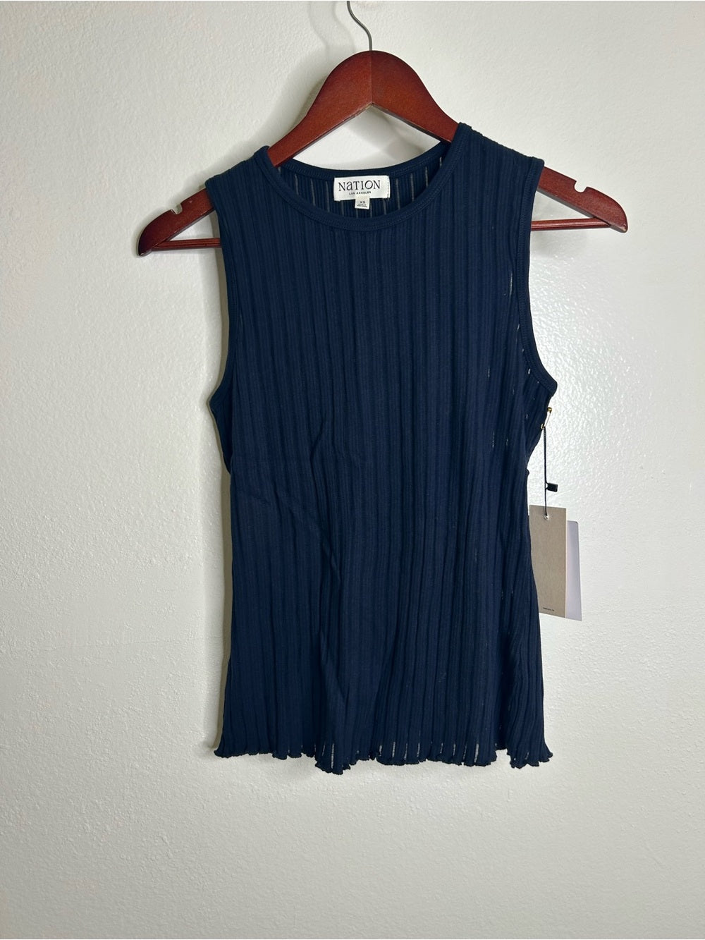 Nation LTD Nation LA 100% Organic Cotton Knit Ribbed Tank Top Ribbed In Night Sky - Cotton