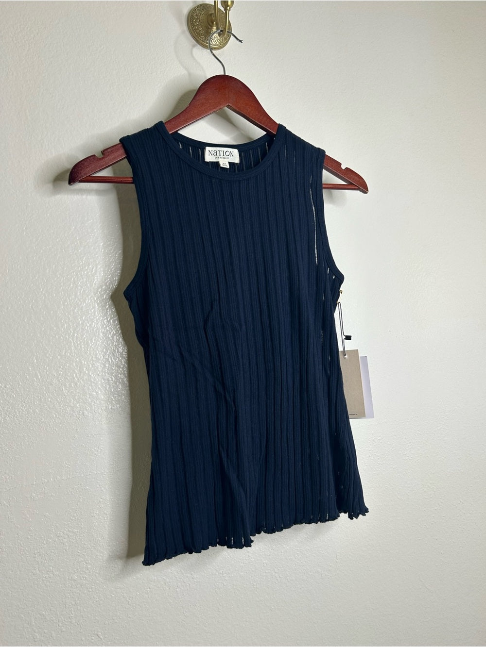 Nation LTD Nation LA 100% Organic Cotton Knit Ribbed Tank Top Ribbed In Night Sky - Cotton