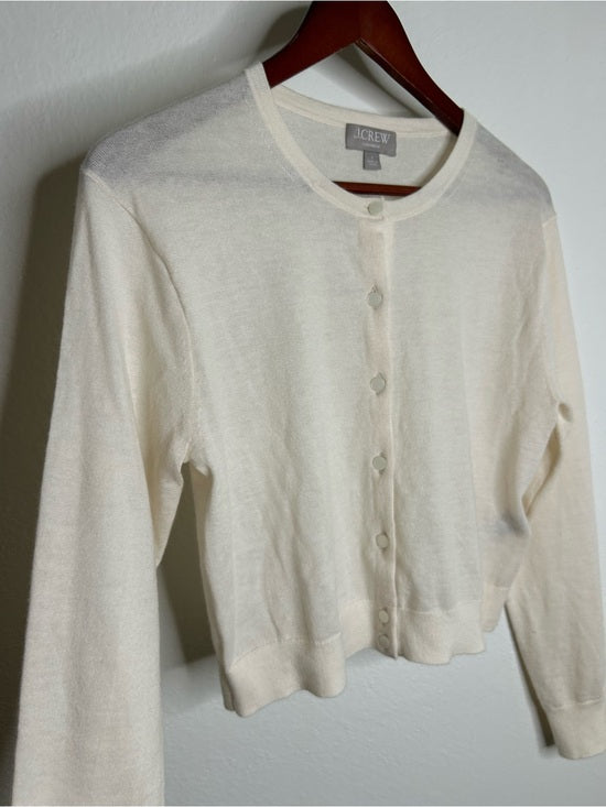 J. Crew J. Crew 100% Cashmere Cream Lightweight Button Down Cardigan Sweater - Cashmere