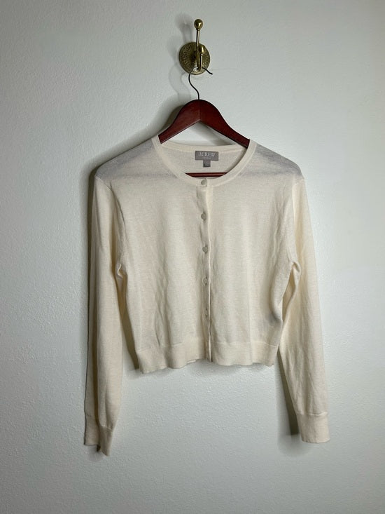 J. Crew J. Crew 100% Cashmere Cream Lightweight Button Down Cardigan Sweater - Cashmere