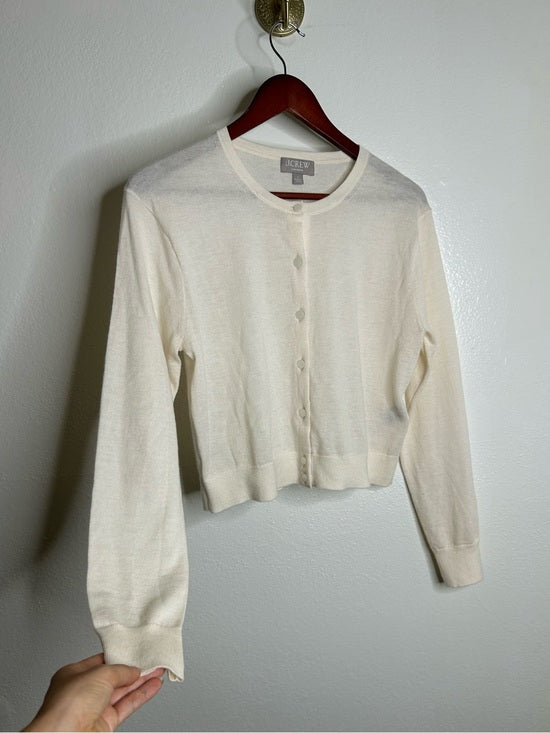 J. Crew J. Crew 100% Cashmere Cream Lightweight Button Down Cardigan Sweater - Cashmere
