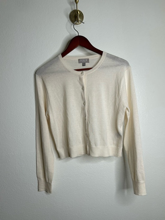 J. Crew 100% Cashmere Cream Lightweight Button Down Cardigan Sweater