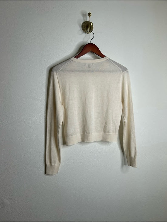 J. Crew 100% Cashmere Cream Lightweight Button Down Cardigan Sweater