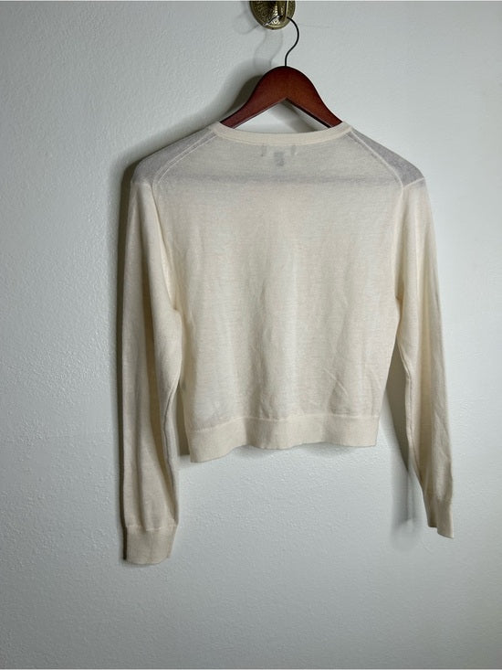 J. Crew 100% Cashmere Cream Lightweight Button Down Cardigan Sweater