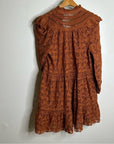 AE77 100% Organic Cotton Rust Color Peasant Style Eyelet Dress