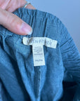 Eileen Fisher 100% Organic Linen Blue Straight Leg Cropped Pull on Pant Petite