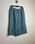 Eileen Fisher 100% Organic Linen Blue Straight Leg Cropped Pull on Pant Petite