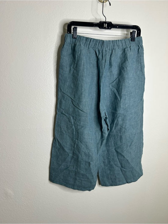 Eileen Fisher Eileen Fisher 100% Organic Linen Blue Straight Leg Cropped Pull on Pant Petite - Linen