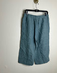 Eileen Fisher 100% Organic Linen Blue Straight Leg Cropped Pull on Pant Petite