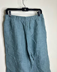 Eileen Fisher 100% Organic Linen Blue Straight Leg Cropped Pull on Pant Petite
